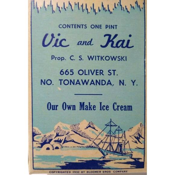 Vic And Kai Ice Cream Container 1932 Original Penguins Polar Bear Ship Iceburgs - Picture 2 of 7